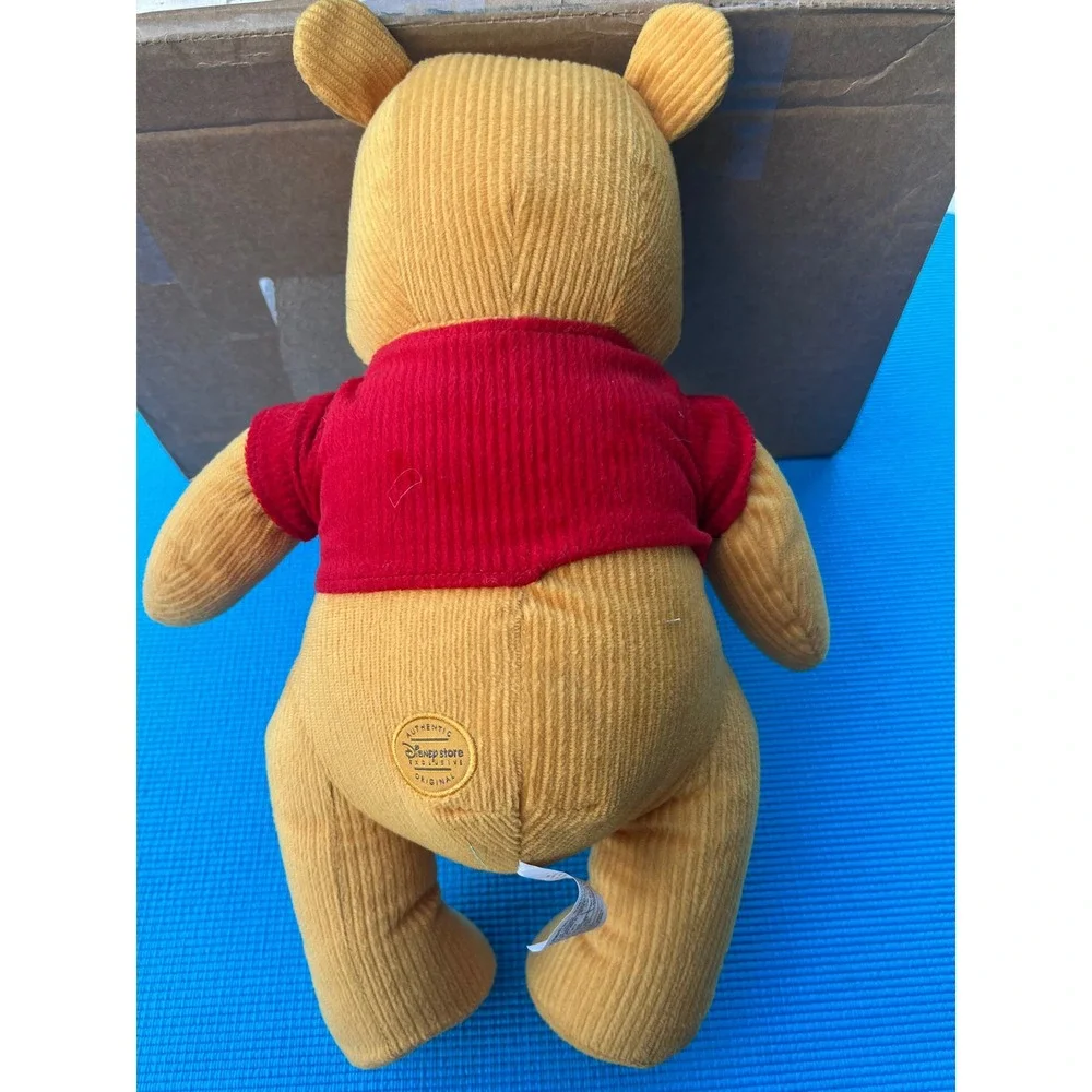 Disney Store Authentic Exclusive Corduroy Winnie The Pooh Bear Plush Yellow Red